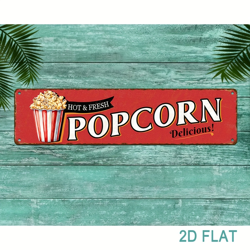 Vintage Home Cinema - Vintage Aluminum Popcorn Sign Retro Wall