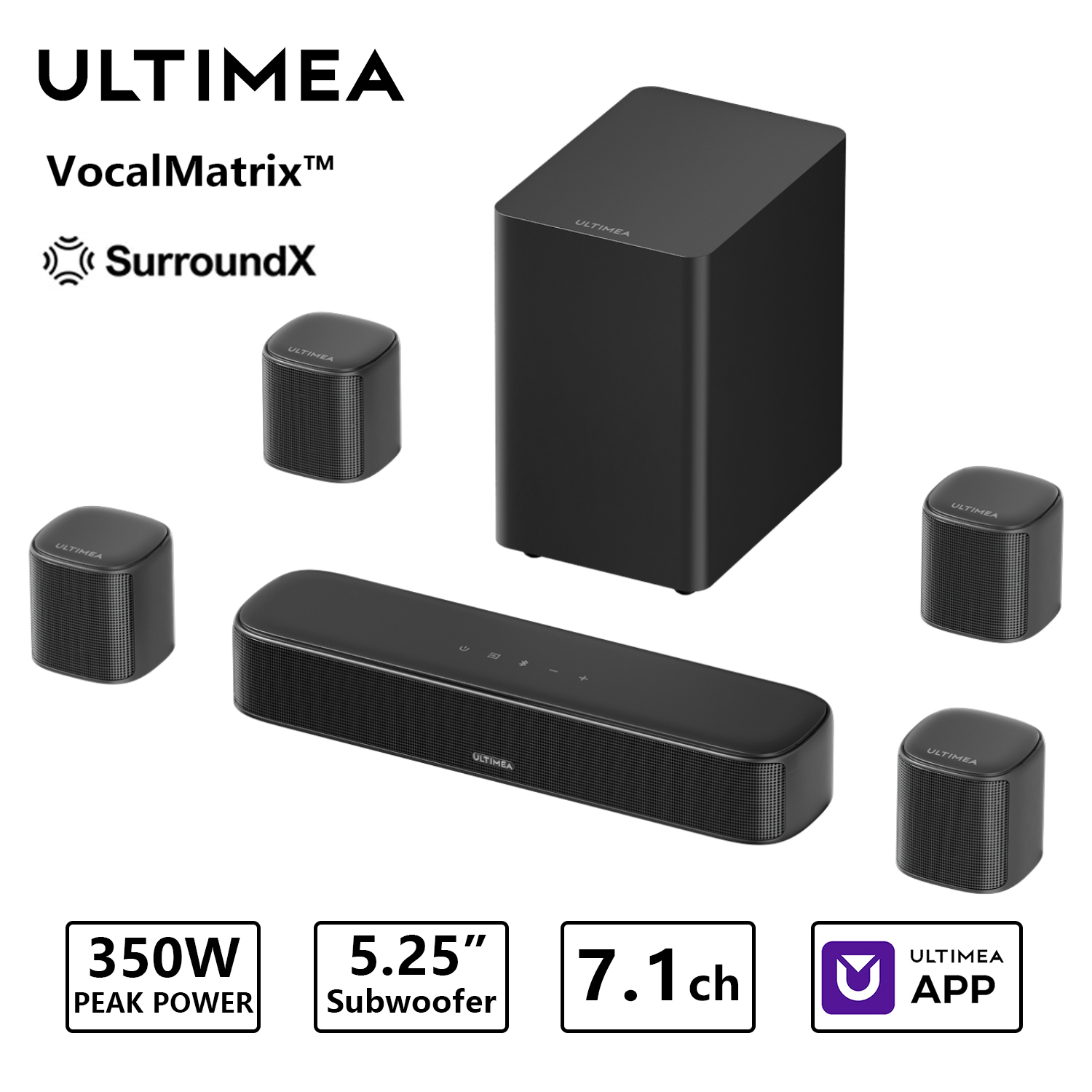 Home Cinema Atmos - ULTIMEA 350W 7.1ch Virtual Surround Soundbar,