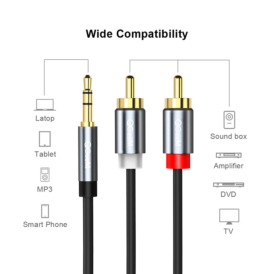 QGeeM RCA Cable 2RCA to 3.5 Au - огляд і ціна Home Cinema Reviews