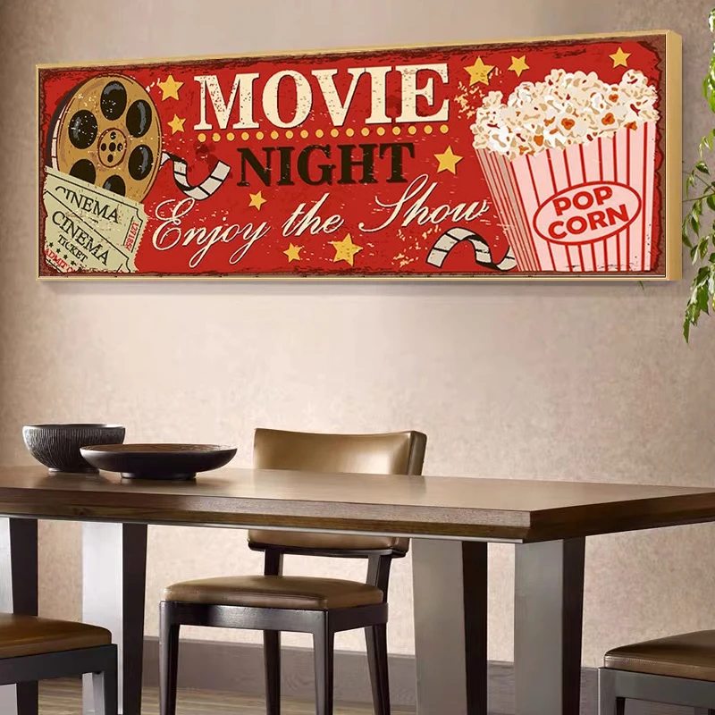 Cinema Sign Canvas Painting Ab - огляд і ціна Vintage Home Cinema