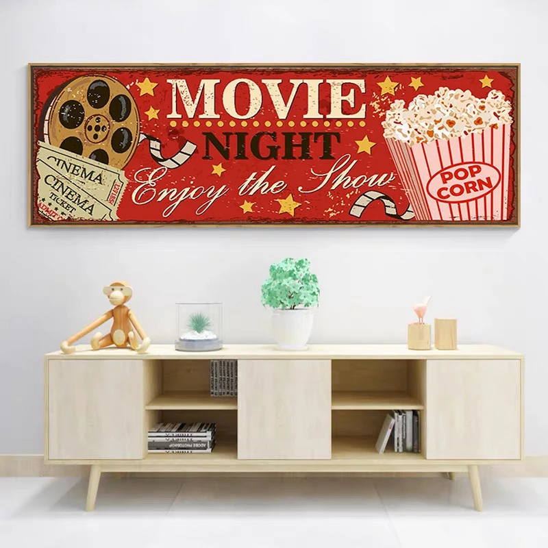 Cinema Sign Canvas Painting Ab - огляд і ціна Vintage Home Cinema